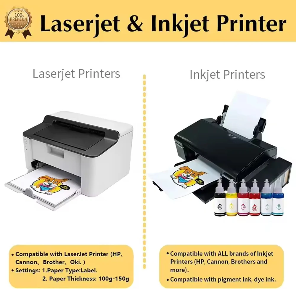 مكواة على ورق نقل الحرارة للقمصان 10 أوراق A4 قماش داكن قابل للطباعة لنقل الحرارة لطابعة نافثة للحبر والليزر