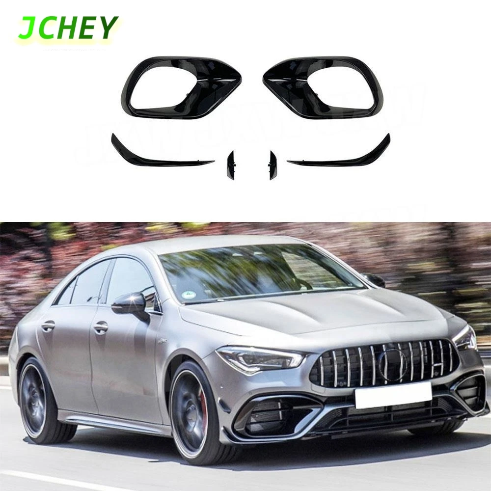 

JCHEY ABS передний бампер, вентиляционное отверстие, противотуманная фара, накладки, плавники, разветвители, фартук для Benz W118 C118 CLA45 для AMG 2020+