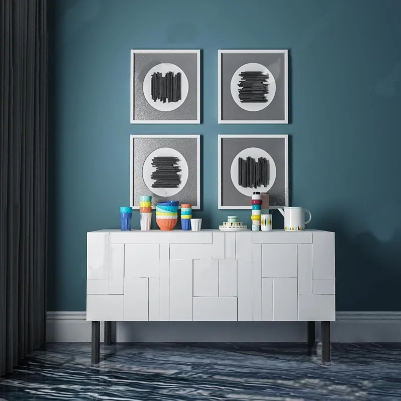 White lacquered dining side creative TV cabinet modern simple tea decoration storage cabinet