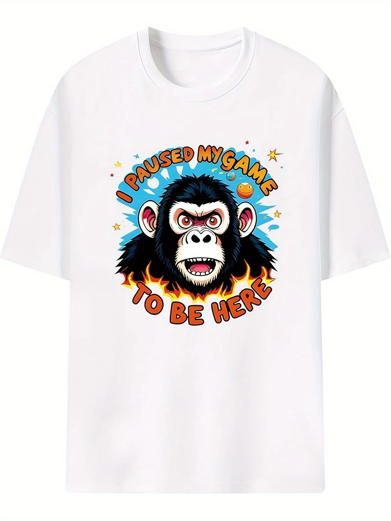 Vitality T-shirt Retro Gamer 'I Pause The Game Here' | Men'S Casual T-shirt With Colorful Graffiti Art And Flame Details, Short
