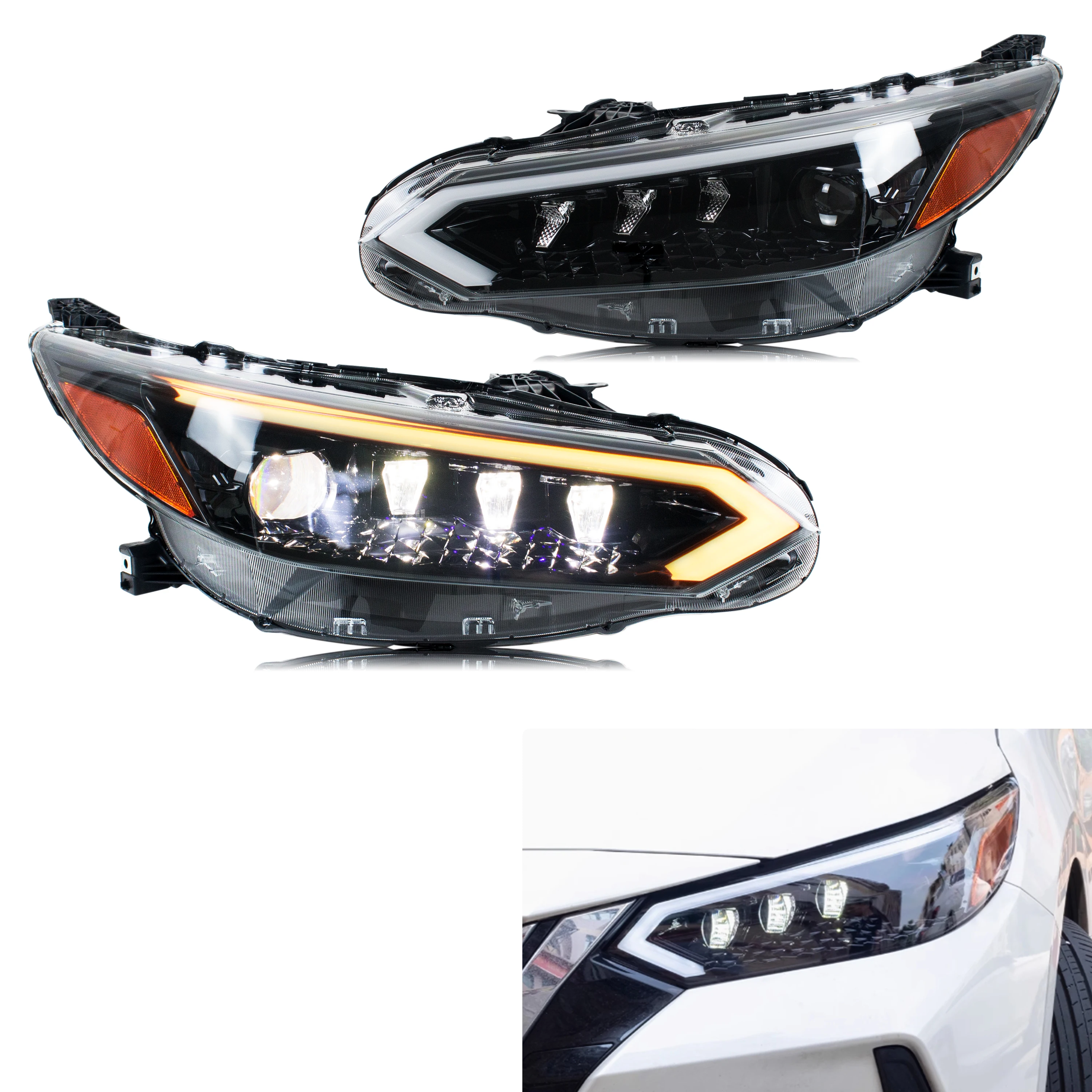 

LED Headlights for Nissan Sentra 2020-2026 B18 SR SV S Projector Sequential Turn Signal Front Lamps Assembly