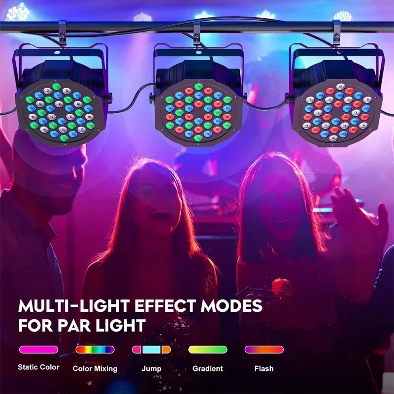 36LED RGB DMXステージパーライト リモコン付き クリスマス2026 新年パーティー照明 7CHフラットアップライティング DJウェディングイベント用