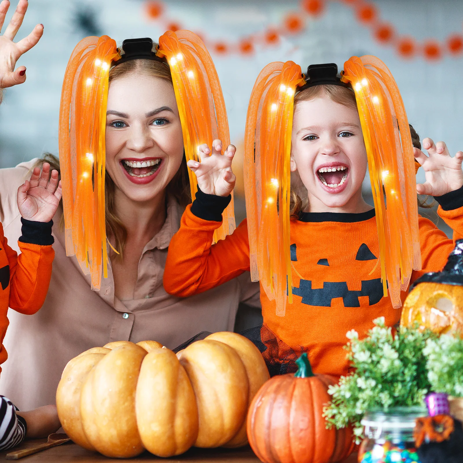 

Halloween Luminous Tube Head Band Flashing Headband 6 LED Lights Left Right 9 Tube Easy on Off Party Concert Night Events