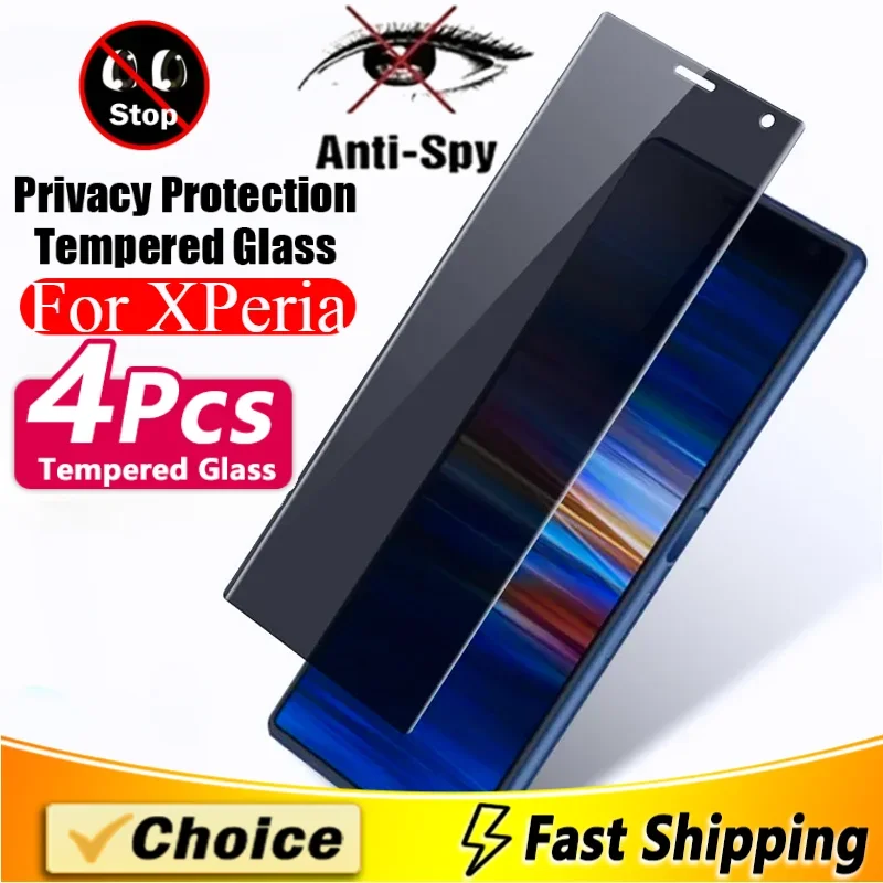 4Pcs Privacy Screen Protectors For Xperia 1 10 5-ii-iii-iv-v Anti-Spy Glass For Xperia Pro-1 10-3 Lite Plus L4 Anti-Scratch Film