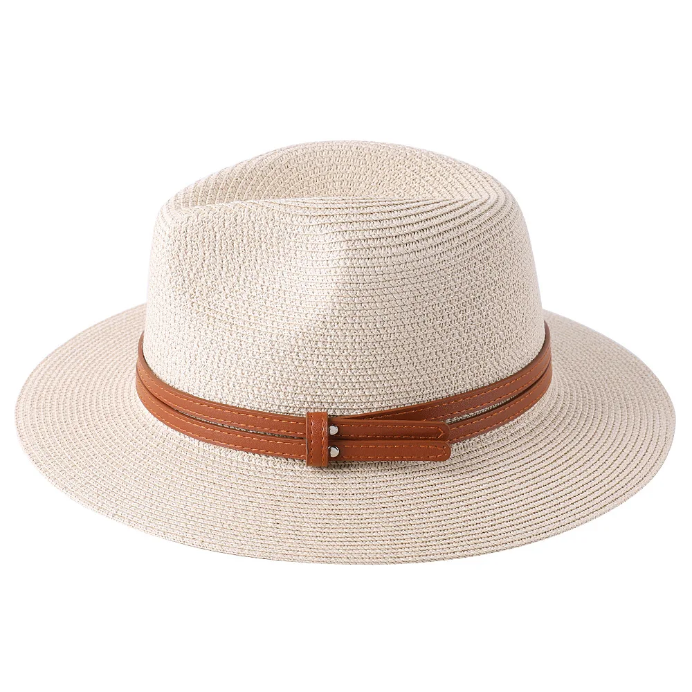 Große Größe 56-58 59-60 cm Neue Natürliche Panama Stroh Hut Sommer Männer Frauen Breite Krempe strand UV Schutz Fedora Sonnenhut Großhandel – Detail 22