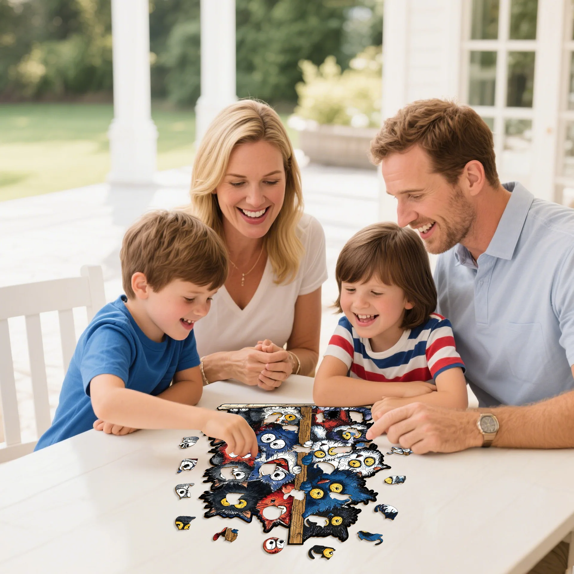 171/187 قطعة القط خشبية بازل قطع غير النظامية على شكل لغز لعبة تخفيف التوتر عيد الميلاد هدايا عيد الميلاد لمحبي القط ديكور المنزل