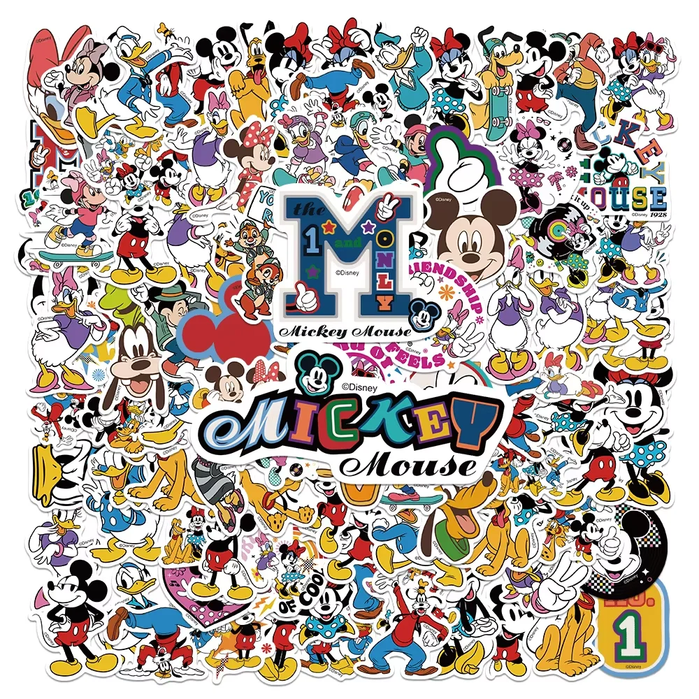 50/100 pçs disney mickey mouse misturado dos desenhos animados adesivos à prova dwaterproof água graffiti telefone portátil bagagem guitarra notebook adesivos crianças brinquedo