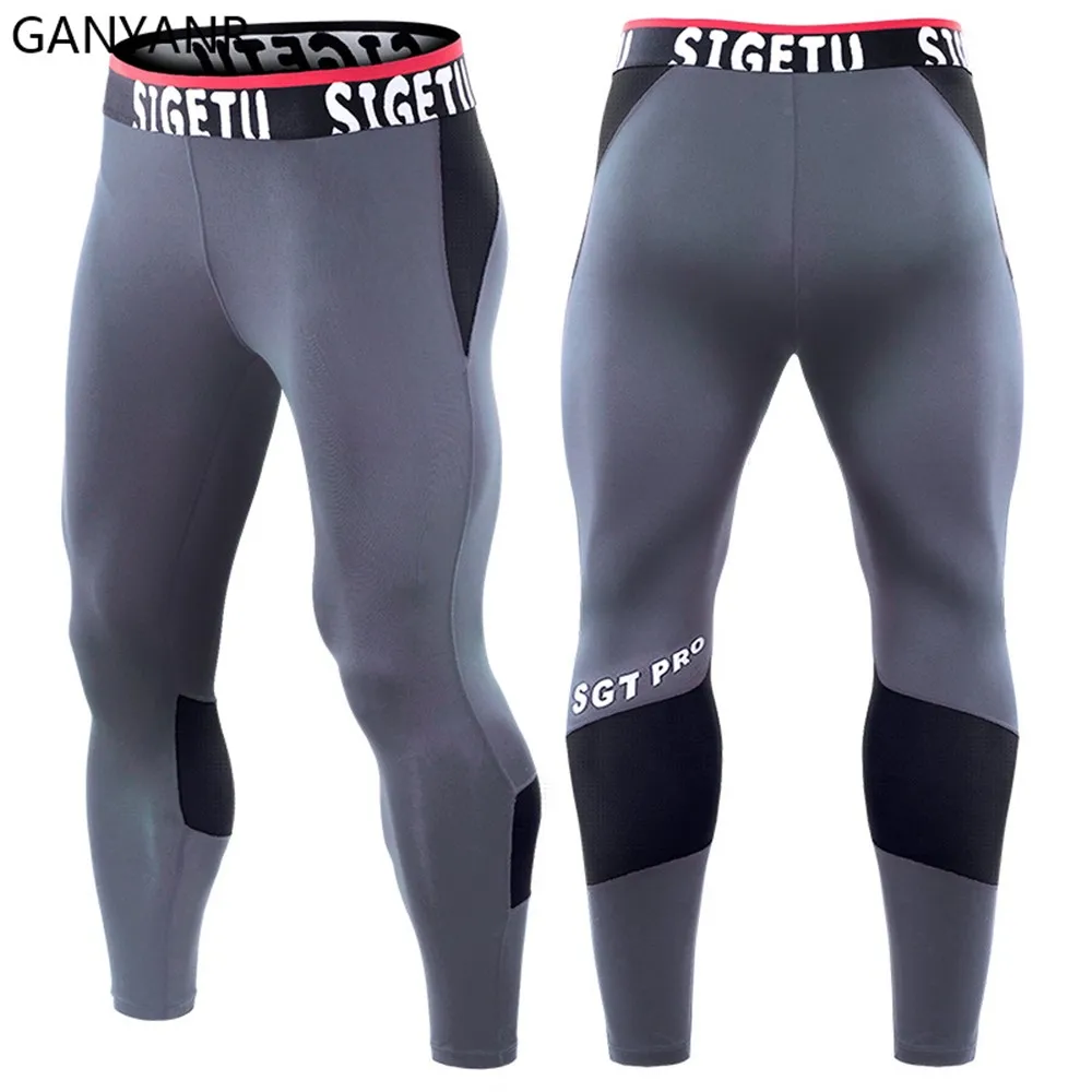 GANYANR legginsy do biegania mężczyźni trening Fitness dres kompresyjne zimowe legginsy do biegania do koszykówki piłkarskie spodnie Cargo sportowe