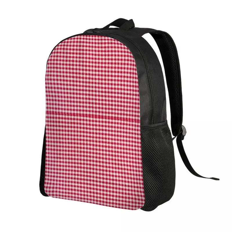 Personalized red plaid checkered style backpack women men basic bookbag for school college bags