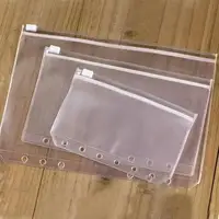 10Pcs A5 A6 A7 Binder Pocket Folders with Zipper for Notebook Waterproof PVC Document Filing Bag 6 Ring Notebook Divider 5