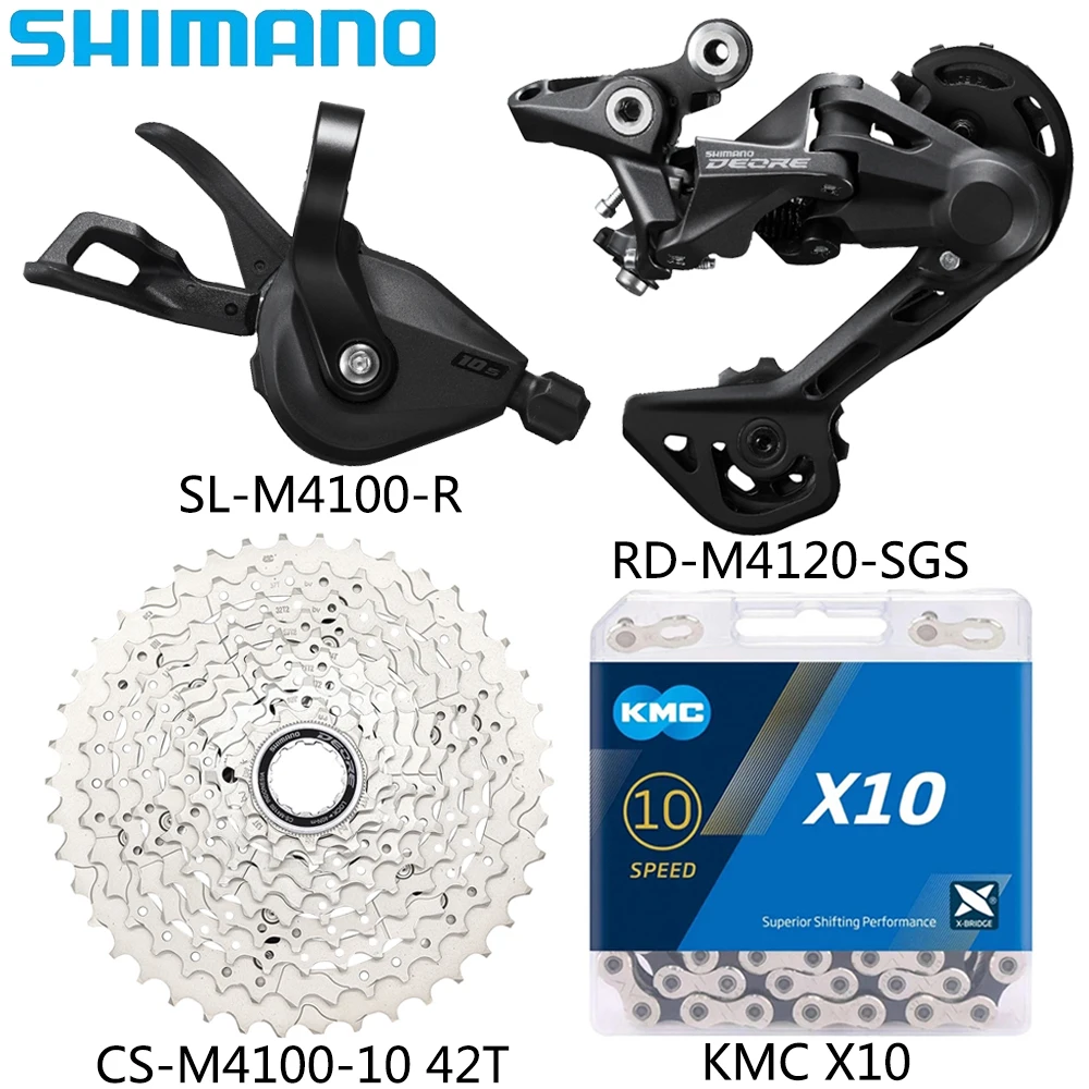 

SHIMANO DEORE M4100 10 Speed Derailleur Kits for MTB Bike CS-M4100-10 42T/46T Cassette KMC X10 Chain Original Bicycle Parts