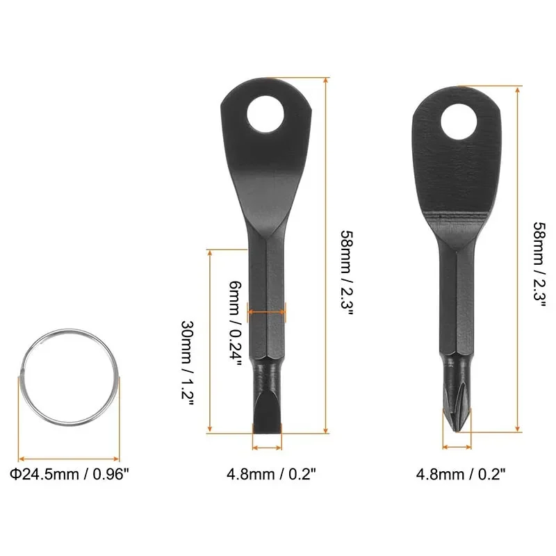 2PCS Portable Phillips Slotted Screwdriver Set Key Ring Keychain Mini Pocket Keyring Cross Screw Driver Repair Tool Gadget Small