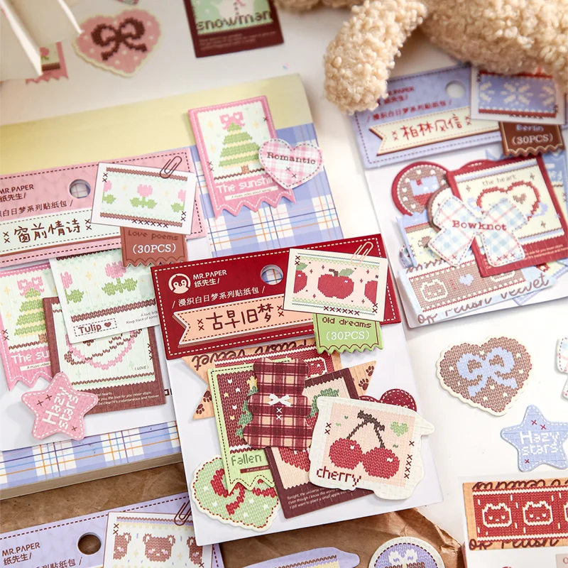 30 قطعة من ملصقات البطاقات ذات الطراز العتيق لمجلة مخطط القصاصات وإطار الصورة لتزيين لوازم الحرف اليدوية ذاتية الصنع #3