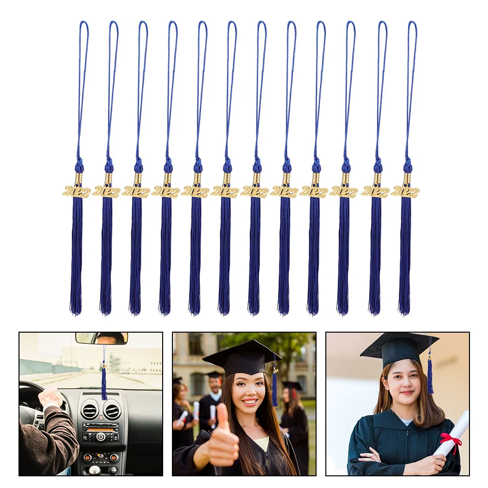 12 Pcs 2022 Pendant Tassel Graduation Hat Decoration Polyester Dress Charms Gift