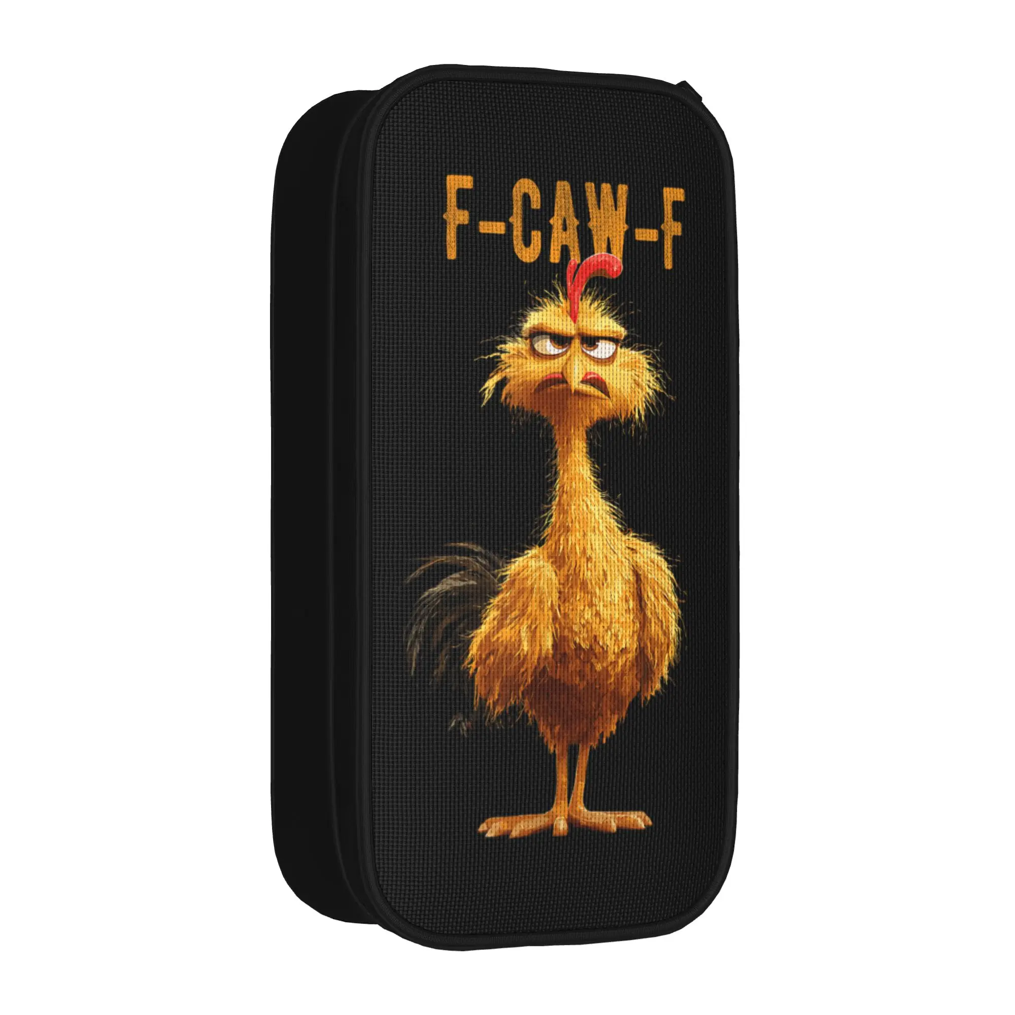 Classic Funny F-Caw-F Chicken Meme Pencil Case Dark Humor Pencil Box Pen Holder Student Big Capacity Bag School Gift Stationery