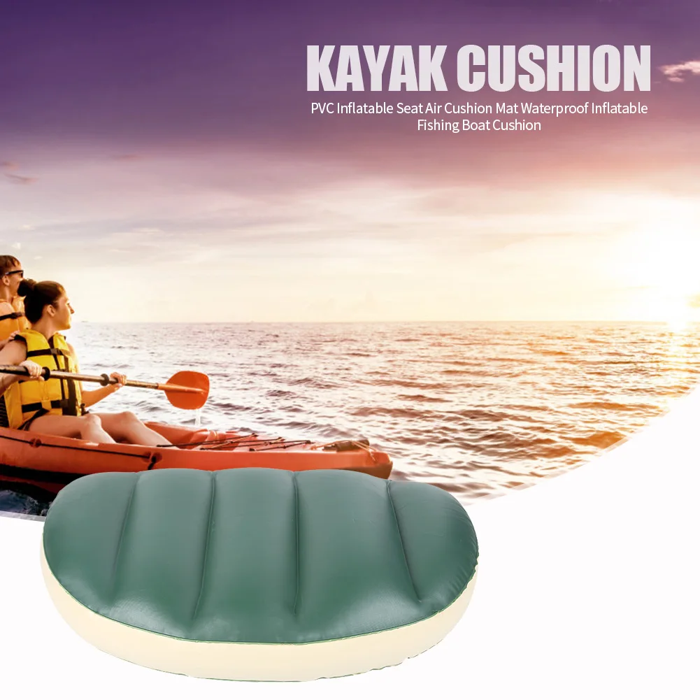 1pc Kayak Rowing Cushion Solid and Compressive Resistance  Skiing Drifting PVC Inflatable Air Seat Cushion 550x350x100mm