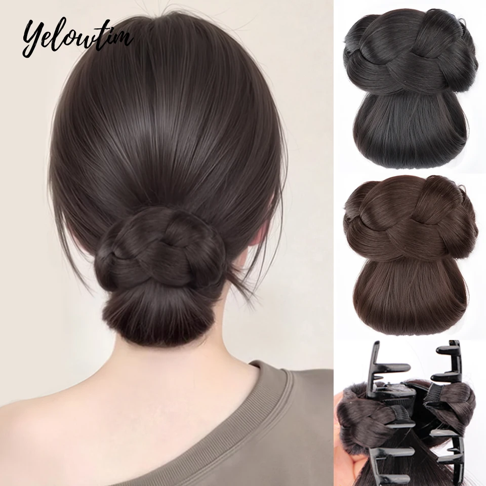 

Synthetic Low-tied Chicken Feather Ball Head Claw Clip Bun Lazy Bun Wig Bag Hair Accessories Suitable For Women LM