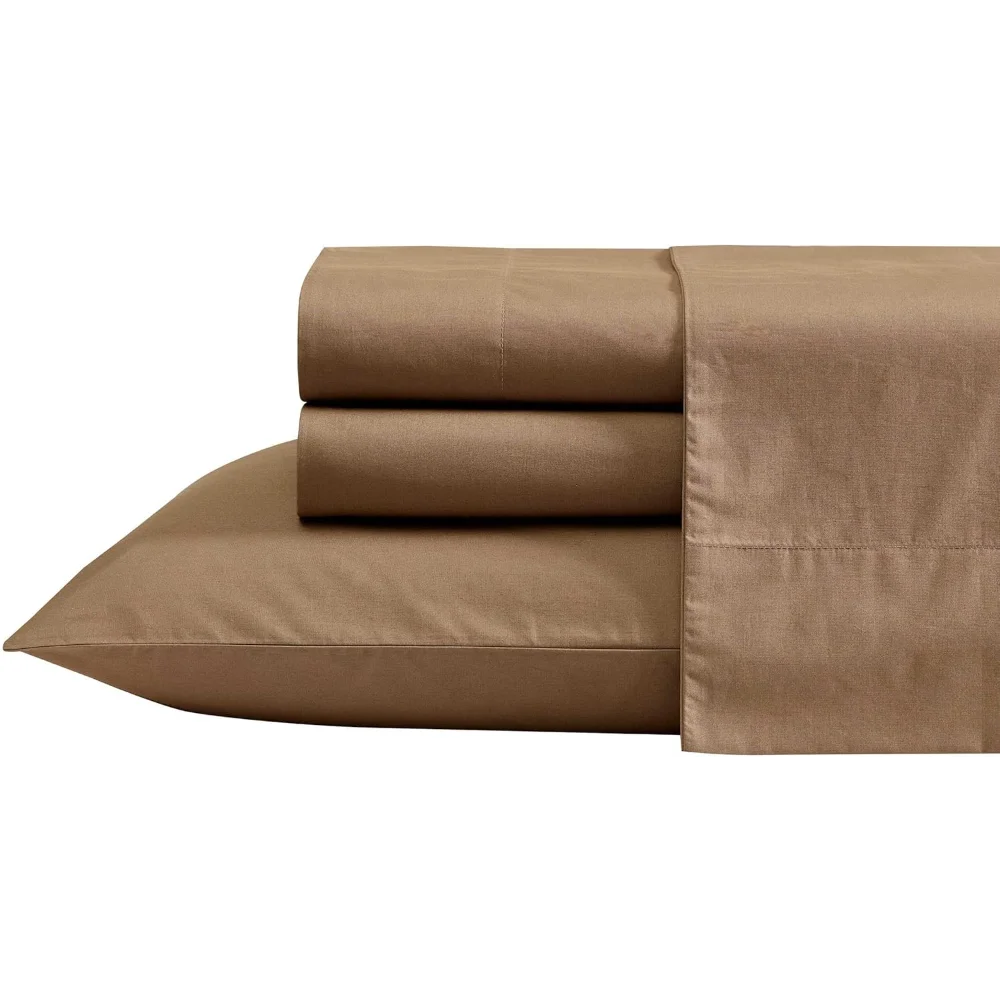مجموعة ملاءات الملك باللون البني الصلب من Nautica Bayview - قطن بيركال خفيف الوزن، مقرمش ورائع مع أكياس وسائد متطابقة، #2
