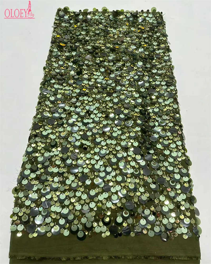 

OLOEY Высококачественная африканская кружевная ткань с блестками, нигерийское сетчатое кружево с французской вышивкой для шитья свадебных платьев