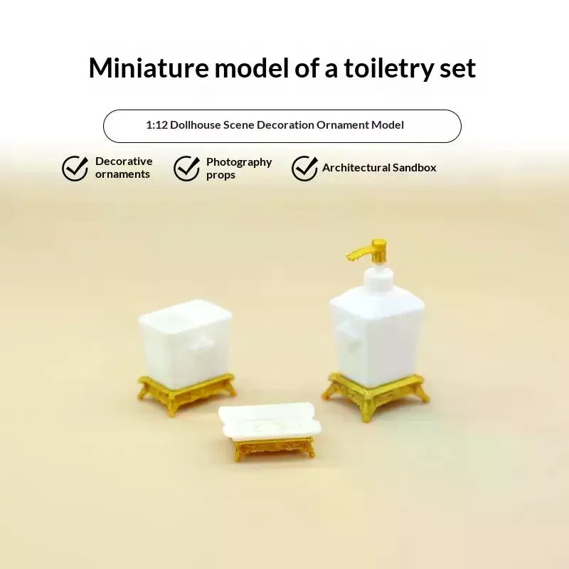 1/3Pcs Nordic Style Lotion Bottle & Soap Dish Mini Toothbrush Holder Model 1:12 Scale Dollhouse Miniature Bathroom Accessory Set