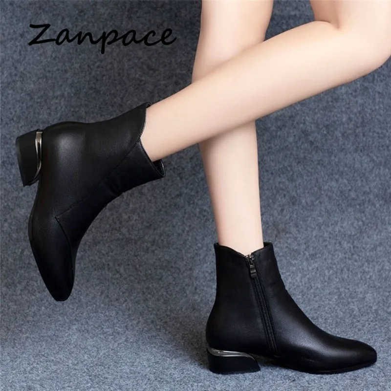 ZANPACE 2022 moda inverno stivali alti da donna tenere in caldo scarpe da donna in pelle con punta a punta più stivaletti da donna con piattaforma