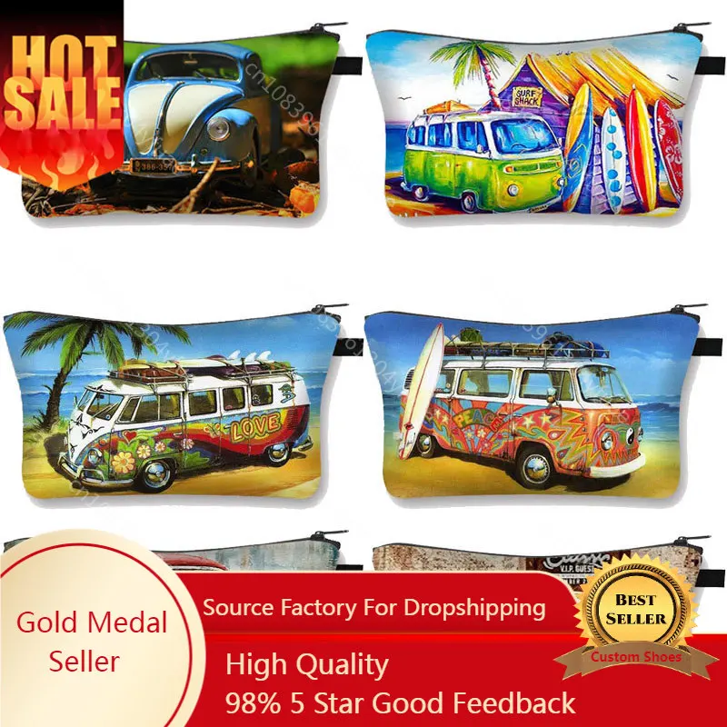 

Colorful Car Print Cosmetic Case Women Makeup Bag Ladies Teenager Girl Cosmetic Bag Kids Storage Gift Travel Make Up Bag