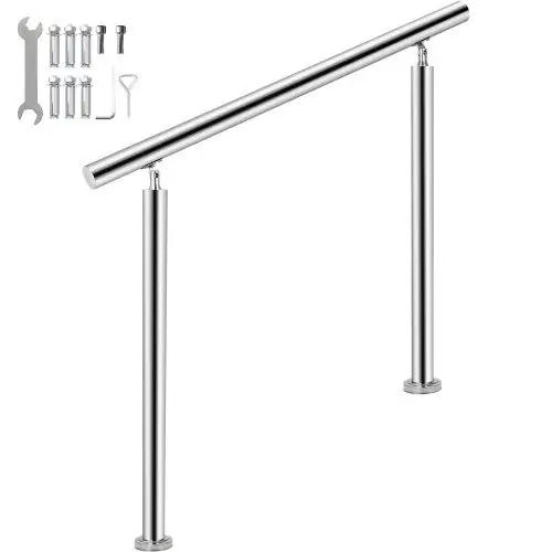 Durable Stainless Steel Handrail - 551LBS Load, 32x34 for outdoor Steps, Adjustable 0-90°, Includes Screw Kit