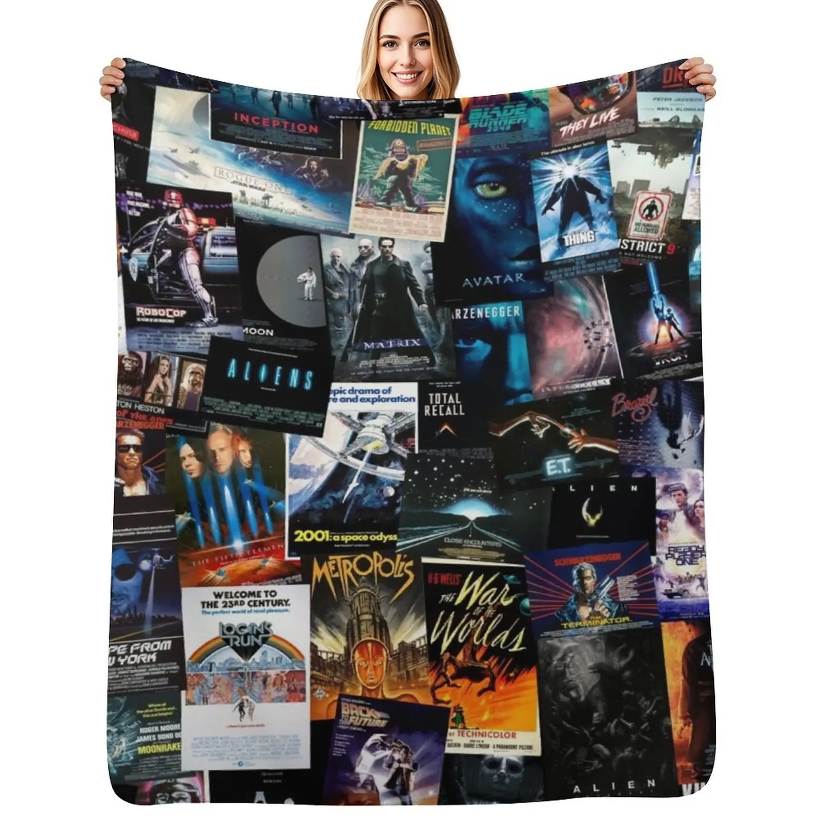 

Sci-Fi Movie Posters Throw Blanket Flannels bed plaid Fashion Sofas Soft Plush Plaid Blankets