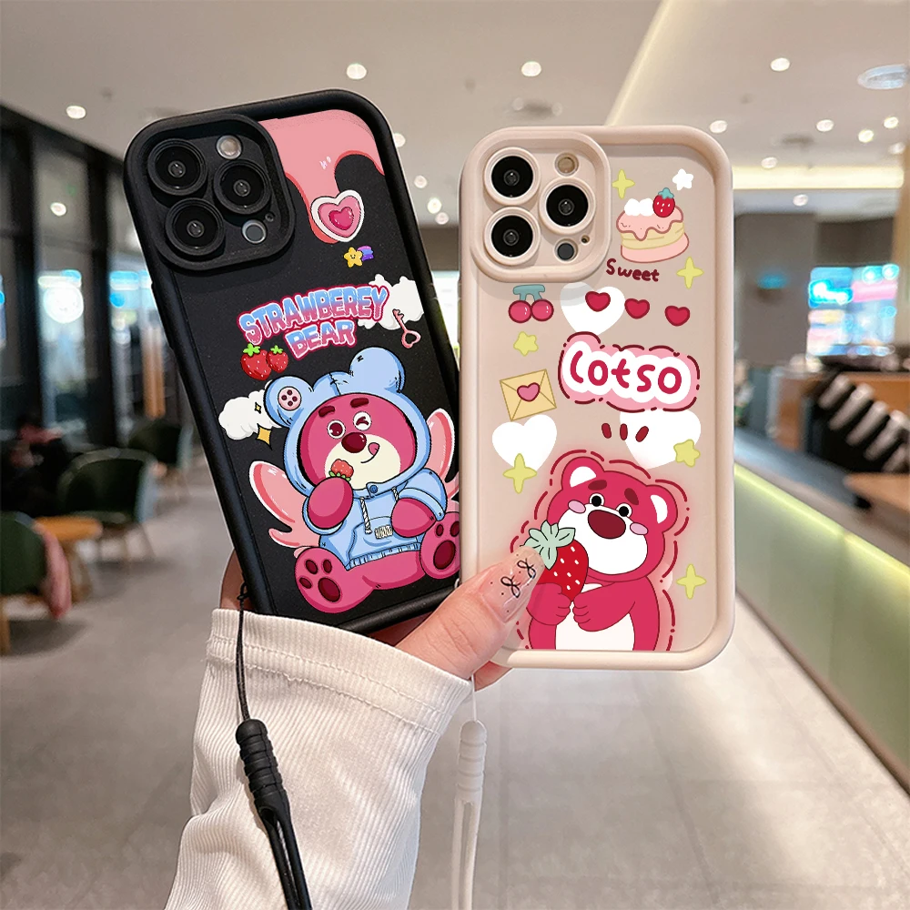 

Cute Toy Story Lotso Phone Case for Huawei P20 P30 P40 P50 Mate 20 30 40 Pro Nova 7 9 10 SE Soft TPU Back Cover With Hand Strap