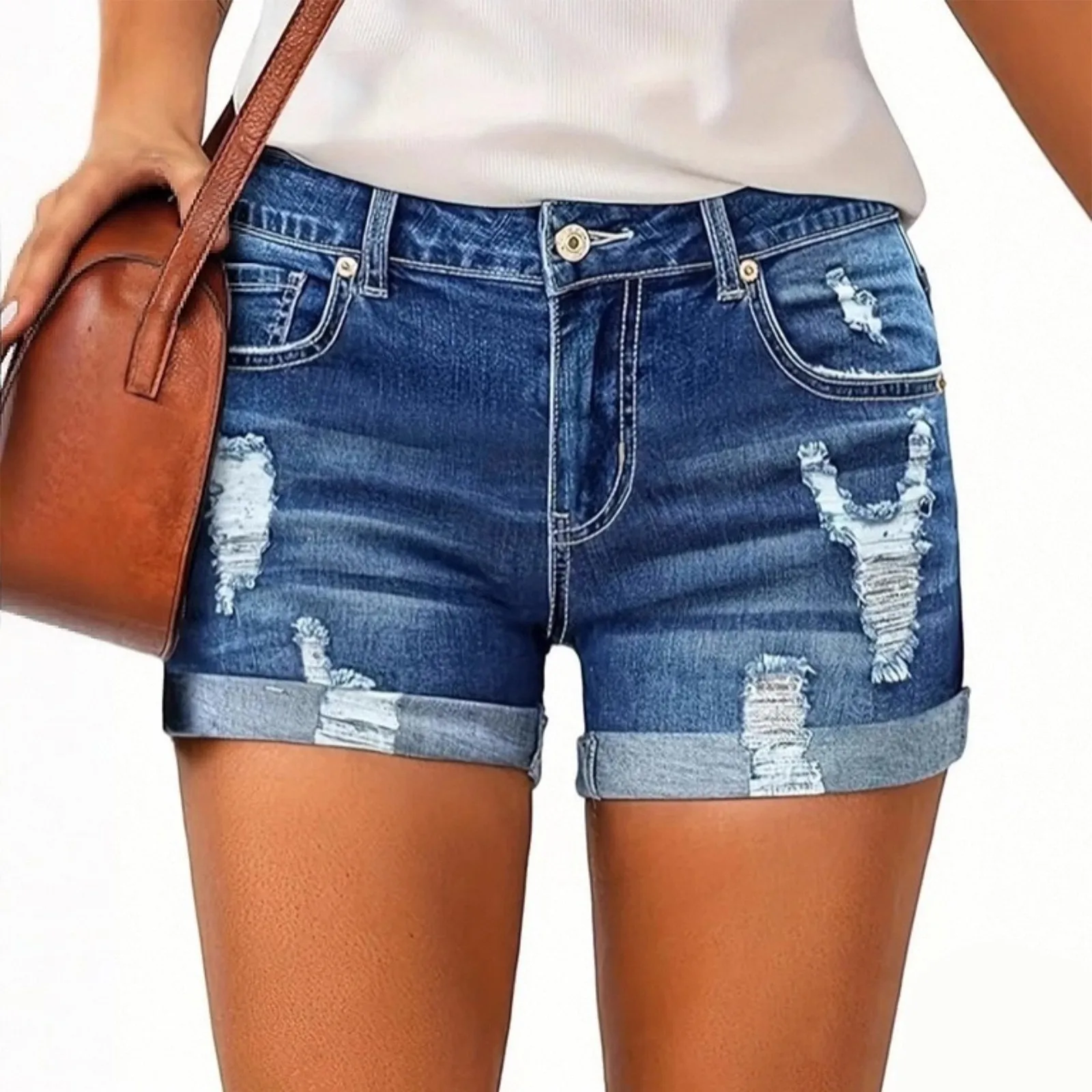 Y2k حار الفتيات هول الدنيم السراويل النسائية الصيف التخسيس ألف خط خشنة حافة واسعة الساق السراويل الساخنة شورت جينز النساء Pantalones Co