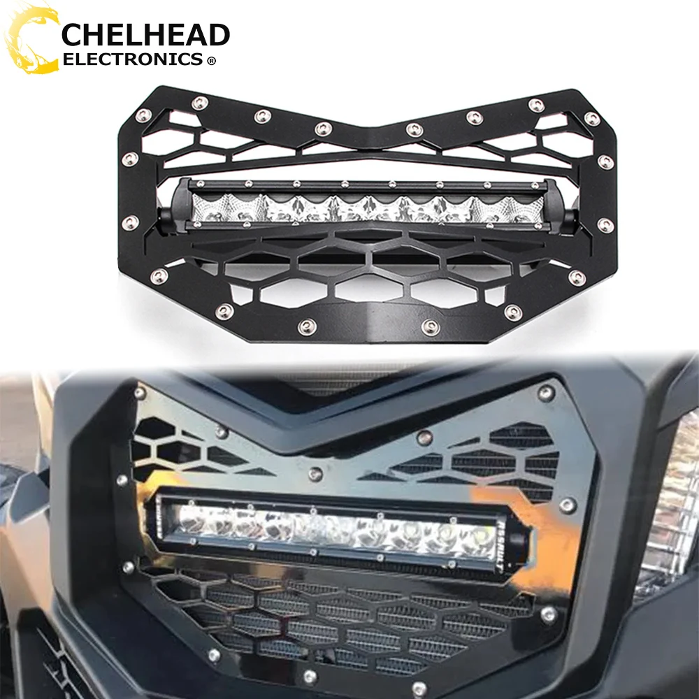 UTV Bracket Kit Grille Led Bar Driving Lights Front Mesh Grill For Can-am maverick x3 2016 2017 2018 2019 2020 2021 2022