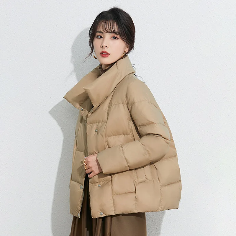 

Short Puffer Jacket Women Lightweight Korean Style Winter Duck Down Coat Button Fashion Street wear куртка женская JK-198