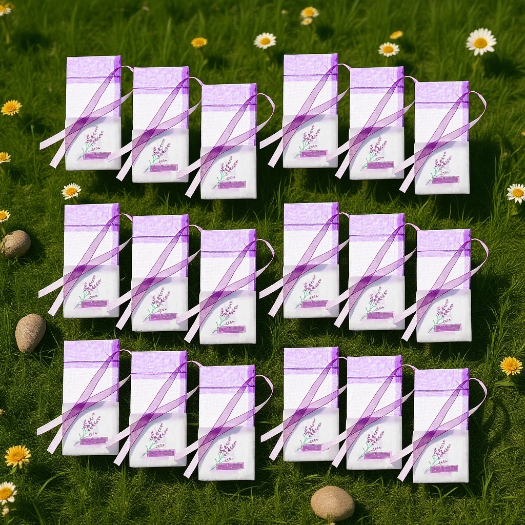 

25pcs Lavender Scent Bags Organza Cotton Drawstring Pouches For Closet Moth Repellent Aromatherapy Gift Wedding Favor Storage