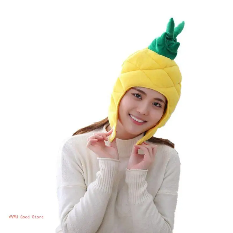 Funny Pineapple Fruit Plush Hat Christmas Cosplay Party Costume Photo Prop