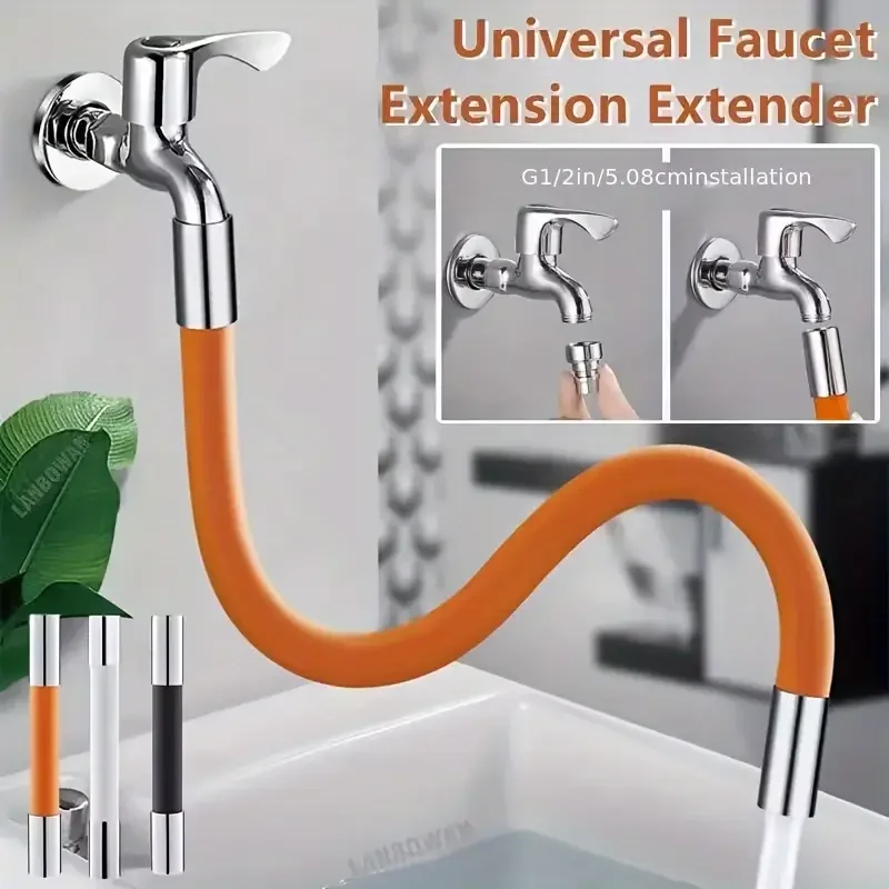 Flexible Faucet Extender with 360° Rotation, Universal Water Faucet Rubber Extension Tube, Anti-Splash Design For Easy Water Flo
