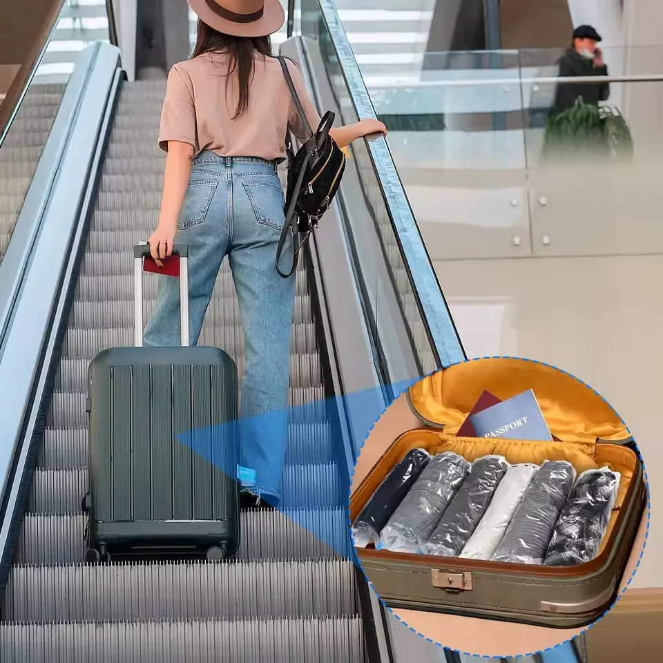 10 عبوات من أكياس الضغط، أساسيات السفر، أكياس توفير المساحة، أكياس تخزين مفرغة محكمة الغلق، منظمات الملابس #5