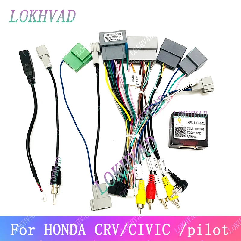 LOKHVAD Car Audio DVD Android 16PIN Power Cable Adapter With Canbus Box For HONDA CRV/CIVIC /pilot Power Wiring Harness