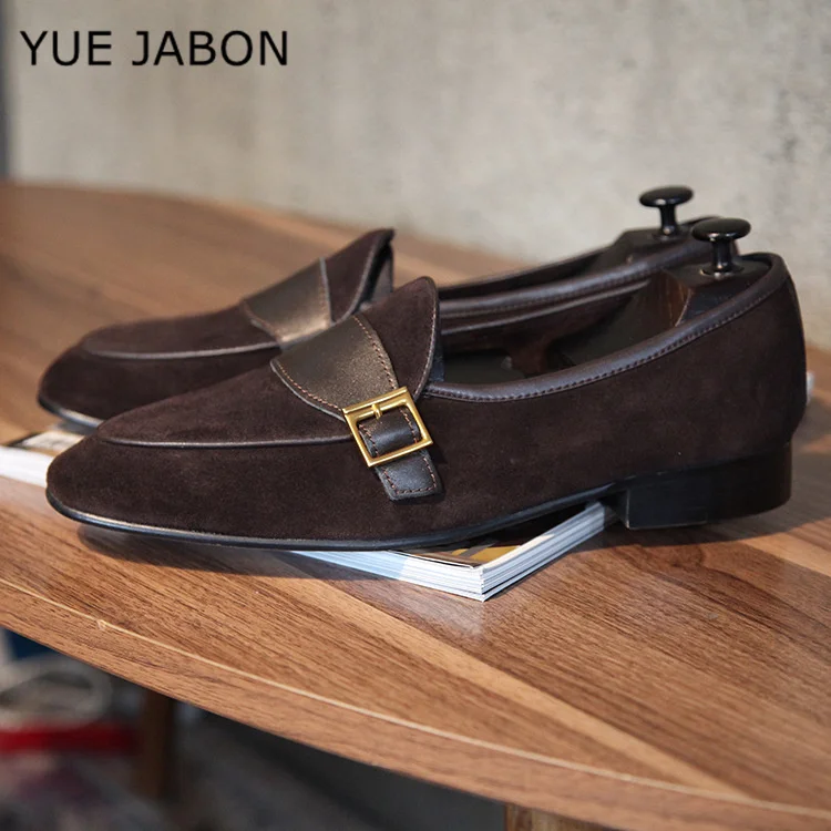 Italian Genuine Leather Slip-on Shoes Mens Business Dress Square Toe British Slip-On Formal Casual Loafer Party Shoes Wedding