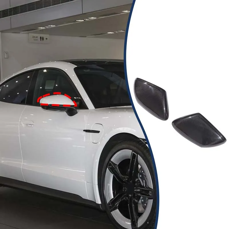 

2-piece set Real Carbon Fiber For Porsche Taycan 2019+Car Exterior Mirror Cover Decorative Stickers Car Protection Accessories