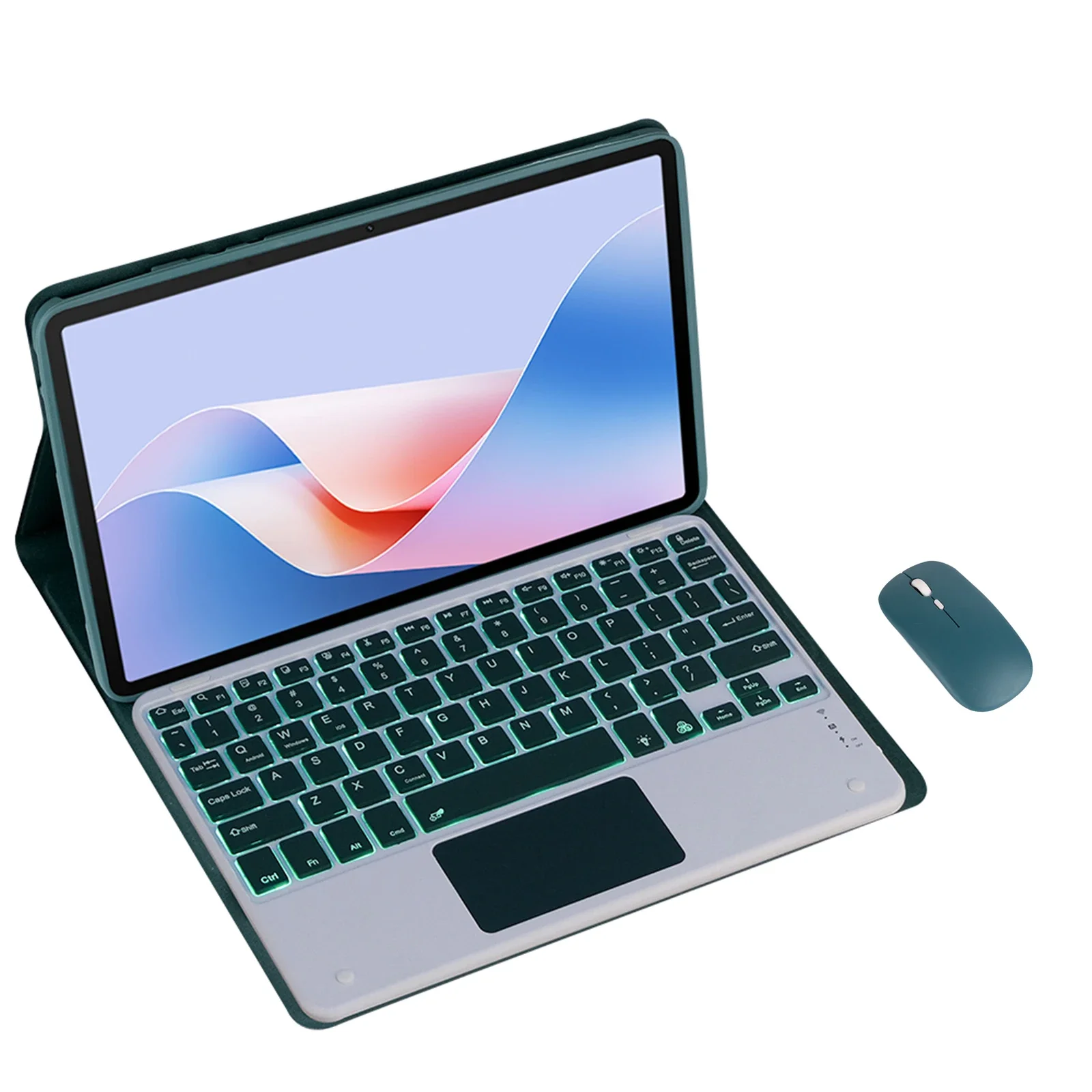 Tastaturhülle für Lenovo Tab M10 3. Generation TB328FU/XU 10,1 Zoll Tablet Bluetooth 7-Farben-Hintergrundbeleuchtung Touch-Tastaturabdeckung und Maus