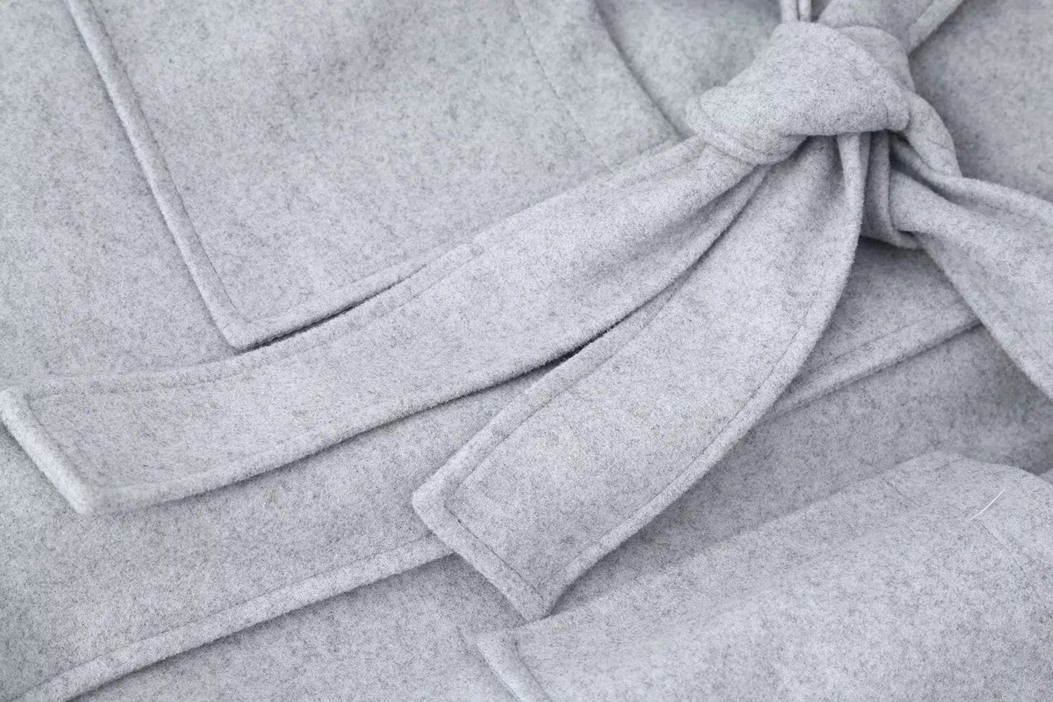 BSAY フード付きレースアップルーズウールコート レディースファッション 秋冬新作 無地ポケット付き長袖コートジャケット 女性用