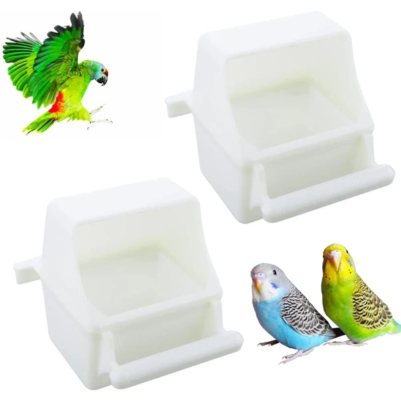 Parakeet Dispenser No Mess Parrot Plastic Feeder with Perch Cockatiel Cage Accessories Feeding Supplies for Conure