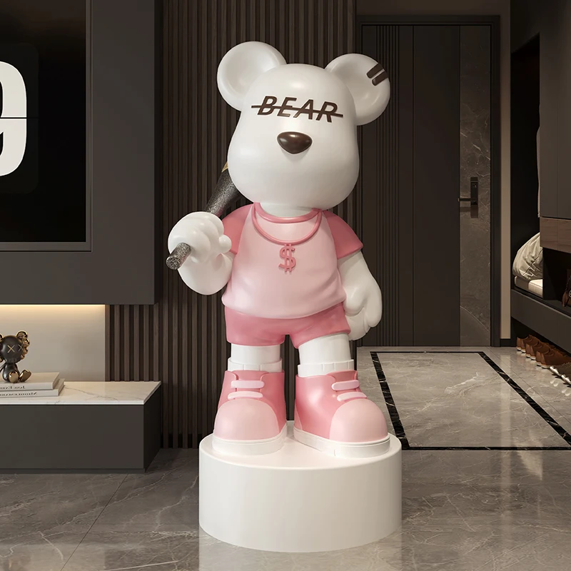 Home Decor Nordic Vitality Bear Statue Floor Decoration Living Room Large Cartoon Animal Statue Art Ornaments Housewarming Gifts