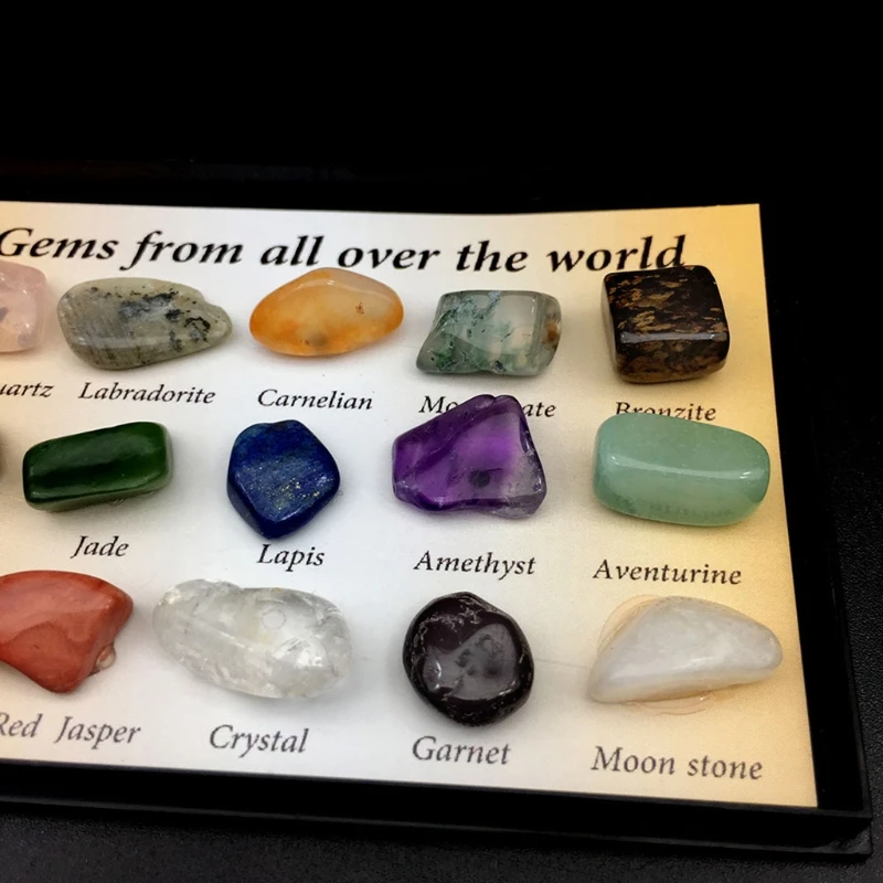 Mixed Crystal Natural Stone Mineral Ore Specimens Rock Collection with Box Decoration,Earth Science Toy