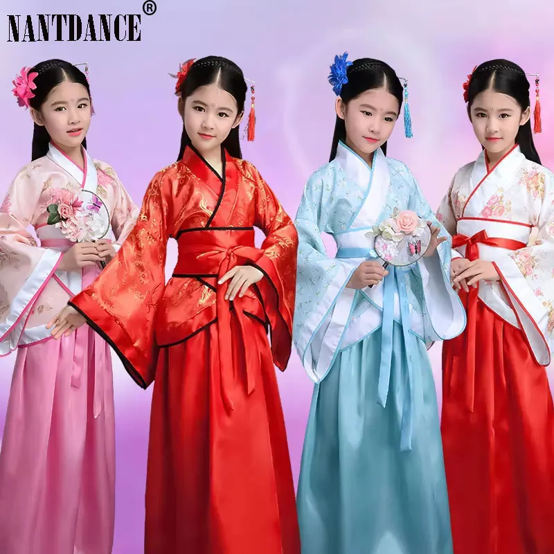 Costume Girls Children Kimono Traditional Vintage Ethnic Fan Students Chorus Dance Costume Japanese Yukata Kimono Style