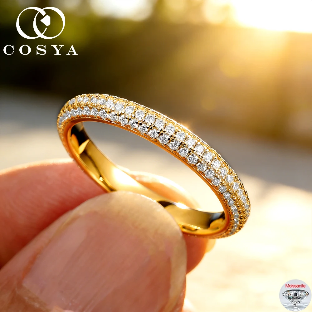 

COSYA Real Full Moissanite Diamond Ring for Women Men S925 Silver Plated 18K Gold DColor VVS Stackable Wedding Ring Fine Jewelry