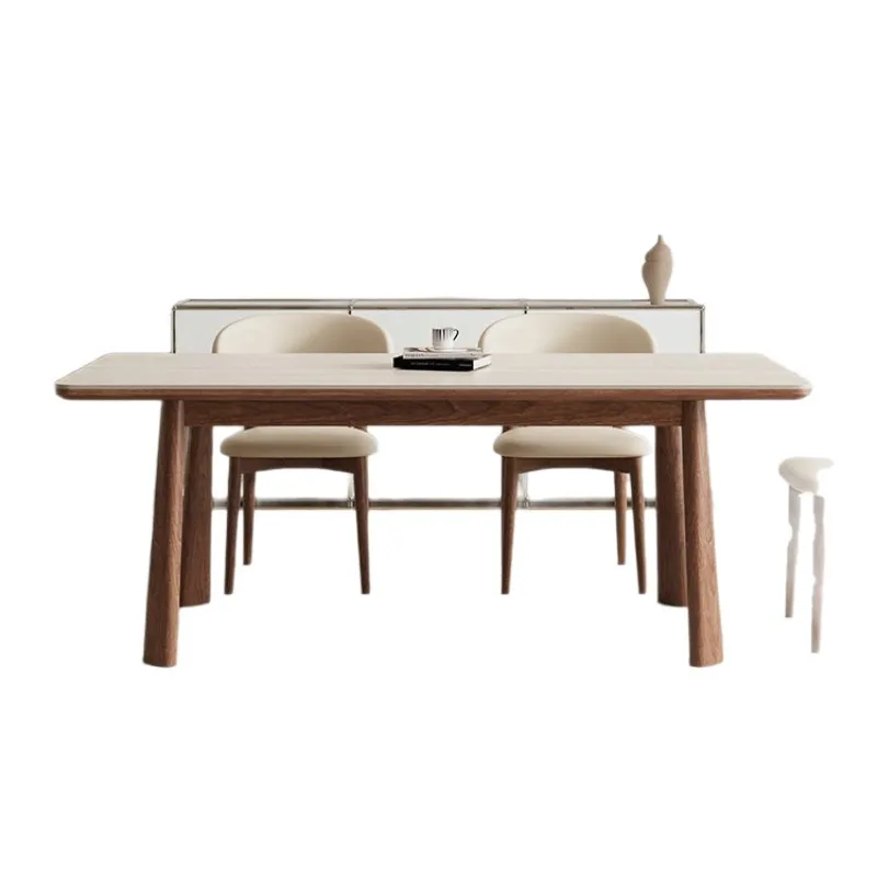 Solid wood rock slab dining table Household French medieval style high-end all solid wood full support rectangular dining table