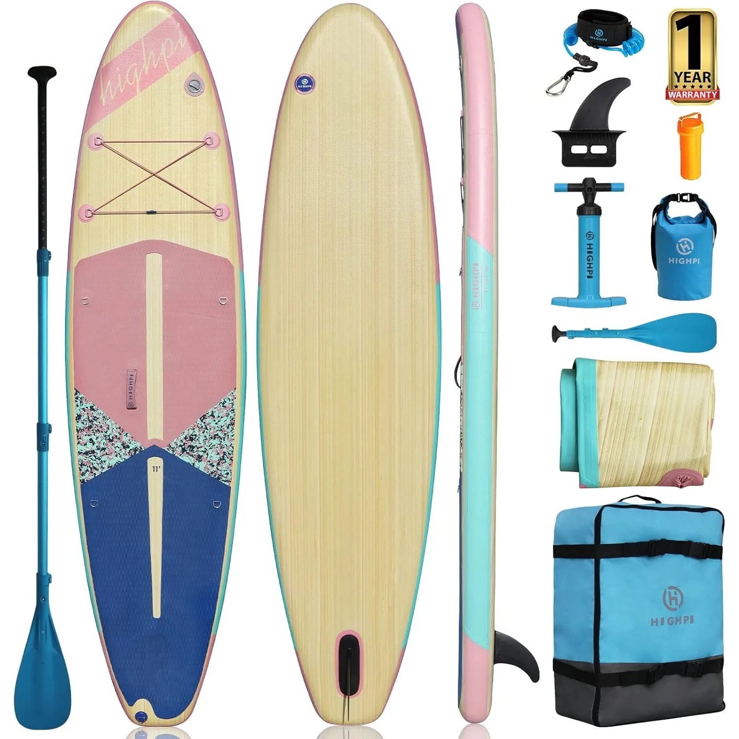 

Inflatable Stand Up Paddle Board 11''X33''X6''W Premium SUP Accessories, Backpack,Wide Stance,Surf Control, Non-Slip Deck, Leash