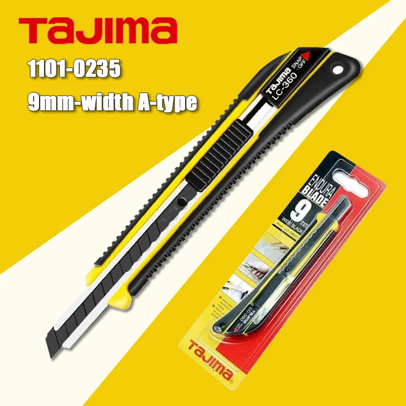 TAJIMA LC360B 9mm A-type Stainless Steel Blade Utility Knife Push Button Rubber Handle Rugged Cutting Tool