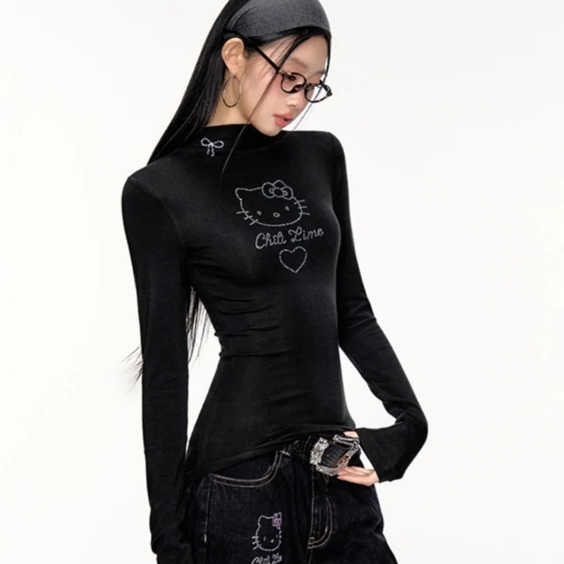 سانريو مرحبا كيتي فتاة هوديي Sweatsuit Kawaii أنيمي موضة عادية مقنع البلوز بأكمام طويلة الخريف البلوز نمط جديد
